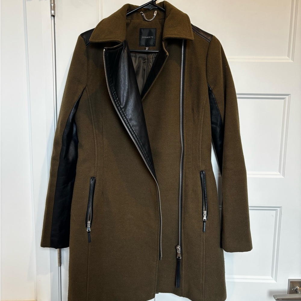 Dynamite Green and Black Blazer with Fitted Silhouette